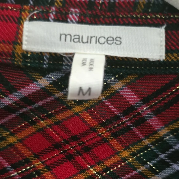 Maurices Red and Black Plaid Shirt - Picture 2 of 4